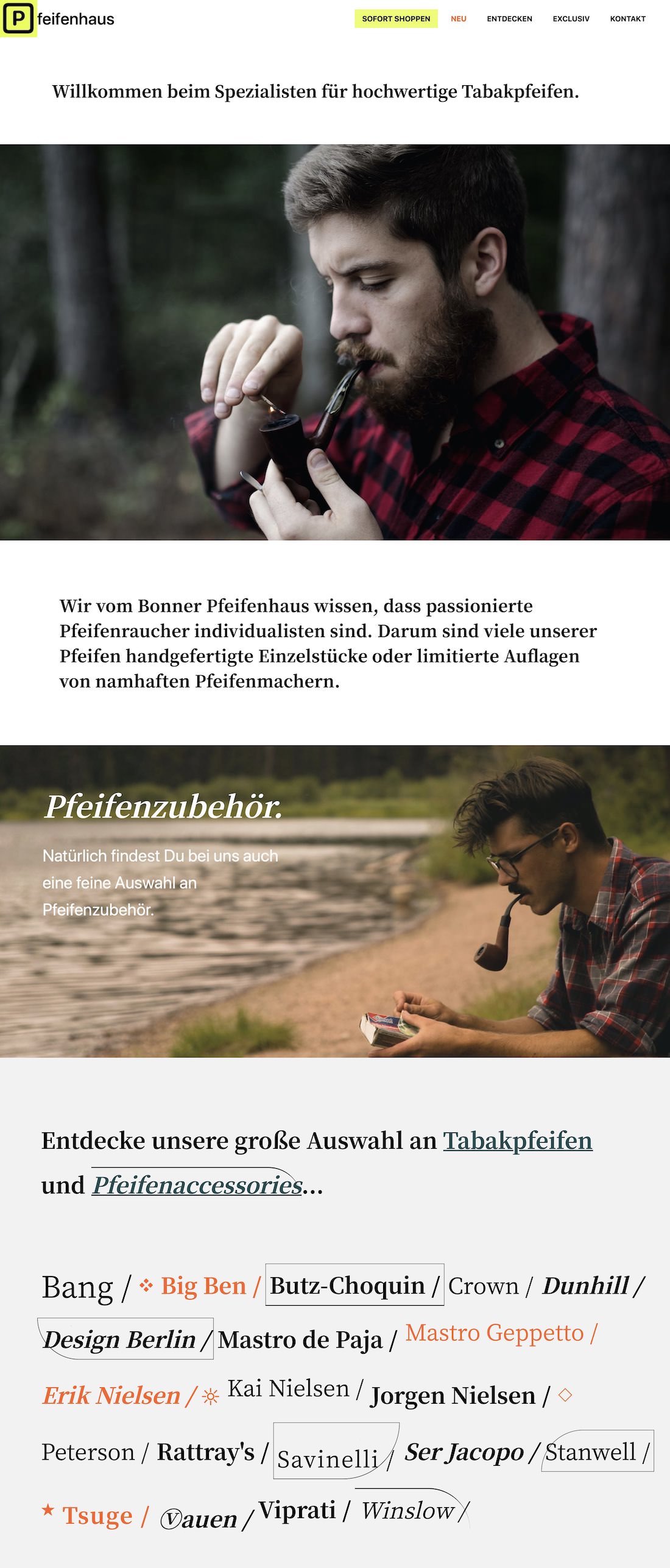 Bild, Landing Page Bonner Pfeifenhaus.